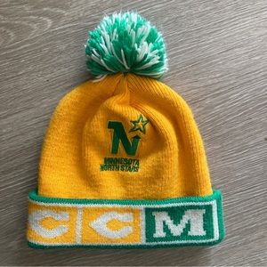 Minnesota Northstar Beanie Stitched Rare Pom Pom Yellow CCM 2013